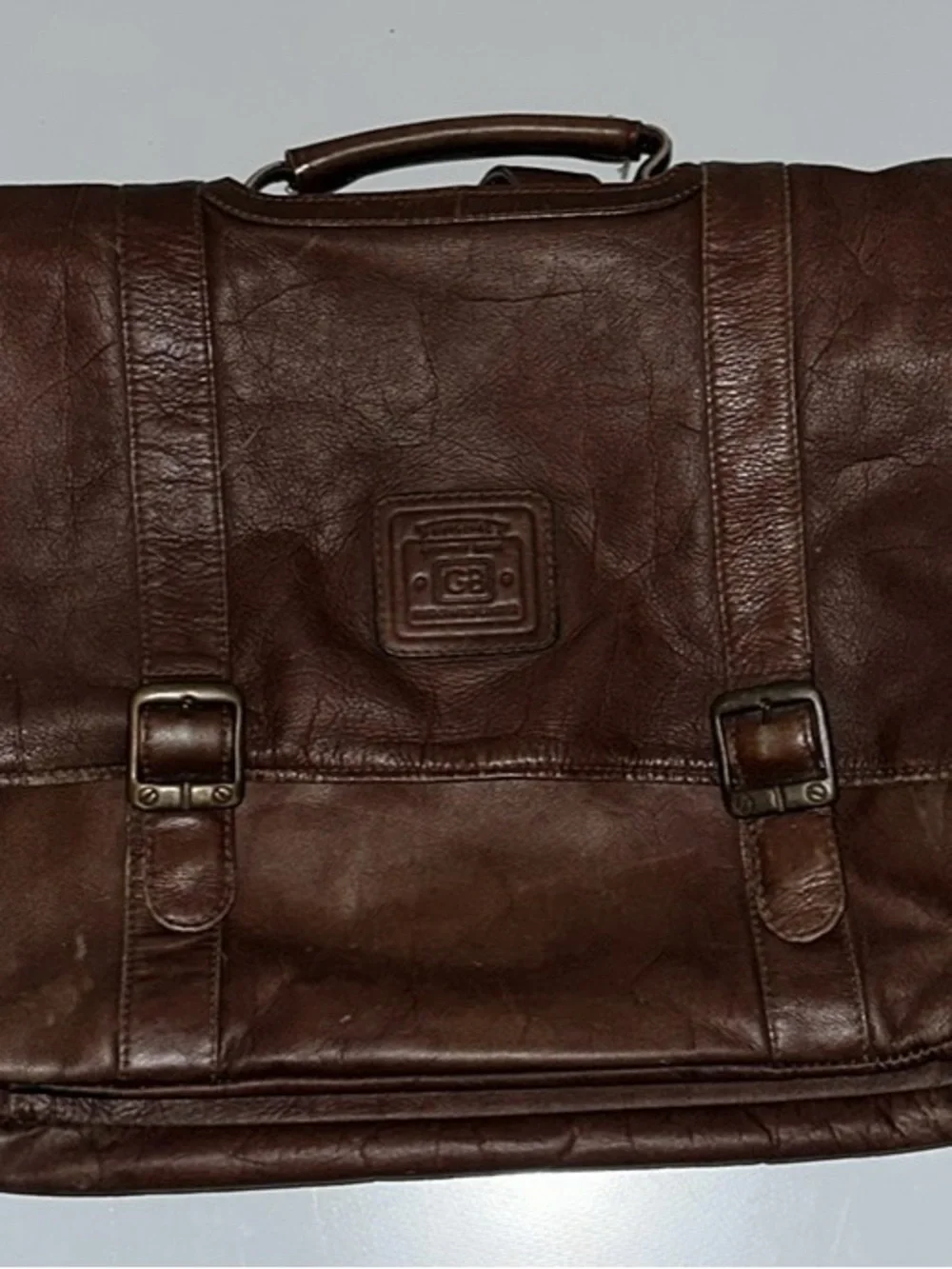 Brown Leather Men's Briefcase Messenger Bag